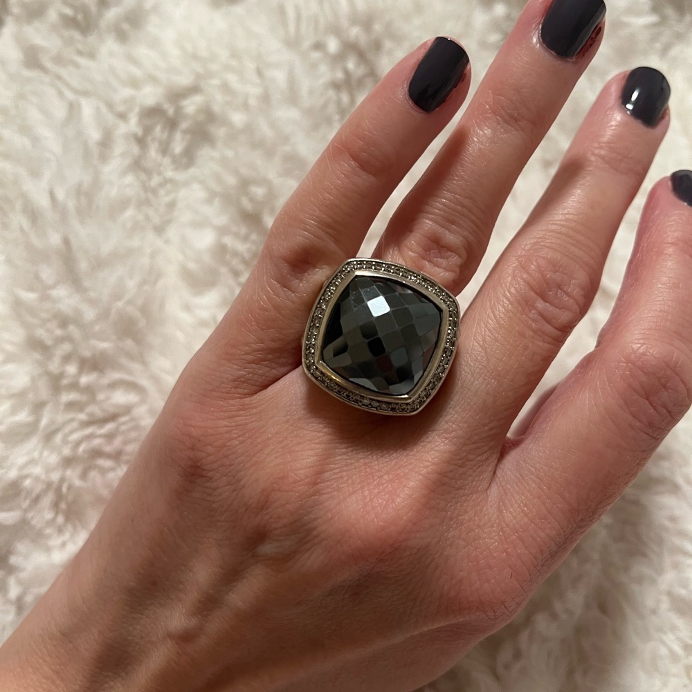 Elegant Silver and Black Statement Ring